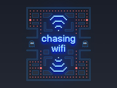 Chasing Wifi 👾 16bit 80s 8bit arcade atari fonts gameboy gaming icon illustration neon nintendo pac man pixel pixels retro typography video game vintage wifi
