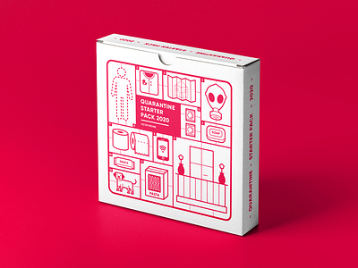 Quarantine Stater Pack // Box box checklist covid face mask flat design flat illustration game graphics home house icons illustration kit lockdown pack packaging quarantine quarantine life starter pack survival kit