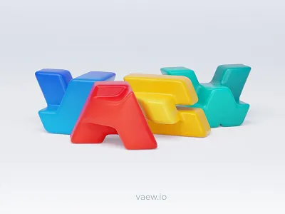 Wave mix 3d letters 3d shapes 4 color beveled blender block letters blocky blog illustration colorful extruded letters low poly plastic playful shiny wave