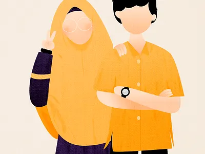 Muslim couple character couple couple illustration illustration islam islamic marriage men muslim muslimah muslimwedding vector