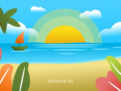Beach beach beach illustration colors illustration landscape landscapes nature sea vector