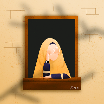 a woman who is staring at the window character illustration islam islamic islamic art muslim muslimah people staring vector window woman woman illustration