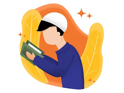 Read Quran character color illustration islam islamic men muslim people quran tree vector