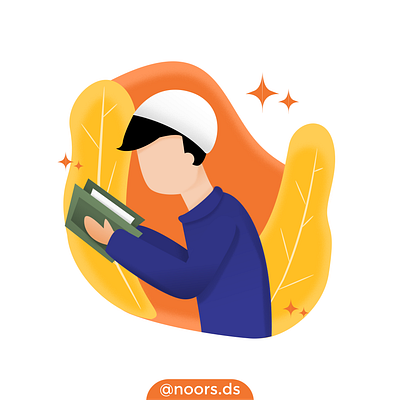 Read Quran character color illustration islam islamic men muslim people quran tree vector