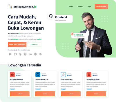 Bukalowongan.id - Job Portal Landing Page hiring platform job job board job finder job portal job search job seekers jobs landing design landing page landing page ui minimalism minimalist web design