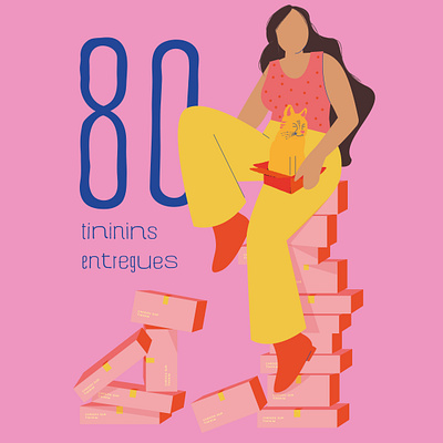 tininim birthday cat design illustration vector woman