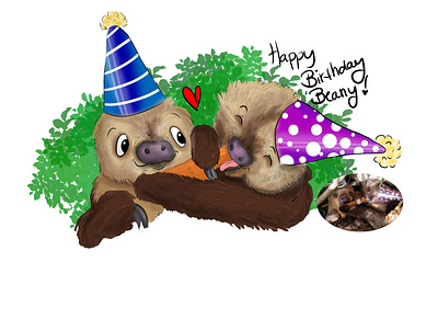 Cartooning Animals - Happy Birthday Beany animals caricature cartoon cartooning digital art illustration illustration digital illustrations portrait sloths