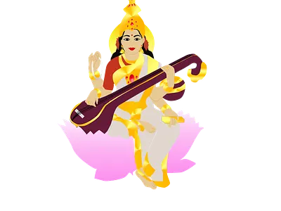 Goddess Saraswati adobe illustrator art digital art digital illustration digitalart goddess illustration knowledge vector art
