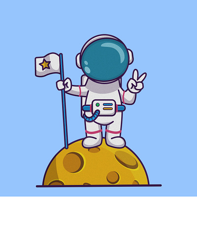 On Moon astronaut design flat graphic graphic design illustration moon vector