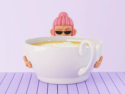 Dhisti with her coffee cup! 3d design ui uiux ux uxui