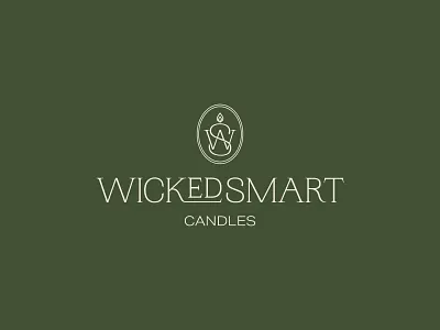 Wicked Smart Candle aromatherapy brand branding candle candlelight design fire flame icon logo logodesign luxury minimal natural smart w s