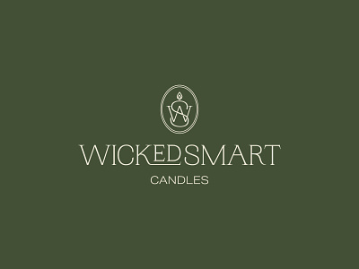 Wicked Smart Candle aromatherapy brand branding candle candlelight design fire flame icon logo logodesign luxury minimal natural smart w s