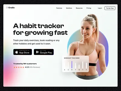 Habit Tracker App Landing Page block design hero section homepage interface landing landing page mobile app saas software startup ui ui kit web app website