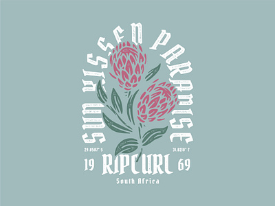 Paradise Protea - Digital (Blue) branding design destination fashion graphic design illustration rip curl south africa tee print texture typography