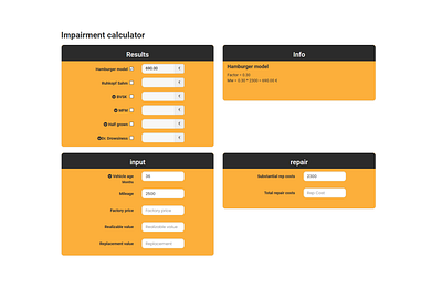 Impairment Calculator app illustration ux web