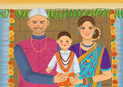 Say Cheese character design couple family family illustration family portrait home illustrator love marathi memories mother and child portrait smile together