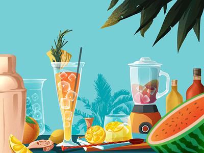 Fresh bar beverage drink fresh fruit ice juice lemon lime orange pineapple tropical watermelon