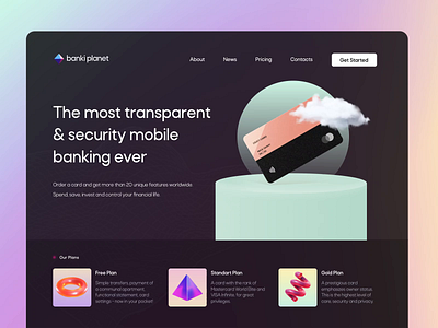 Fintech App Landing Hero Section aftereffects animation banking cards concept dailyui fintech hero banner hero section home page landing landing page landingpage main page minimalistic motion web web design website website design