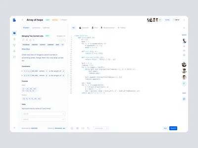 Binarysearch – Room avatar button chat code code editor coding components dahsboard design system dropdown hint instruction message navigation product design select tab tag timer voice