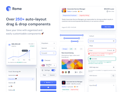 ⚡ New product — Rome UI kit for Figma. Mobile desktop templates android app dashboard design design system desktop figma ios material mobile templates ui ui kit web