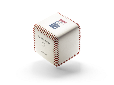 Let's play basebox 3d ball baseball blender box illustration isometric leather logo sport texture