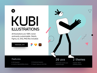 Kubi Illustrations ✨ 18design character character illustrations characters clean clean design clean ui colorful colors geometric geometry illustration interface minimal minimalism minimalist minimalistic ui uidesign vector