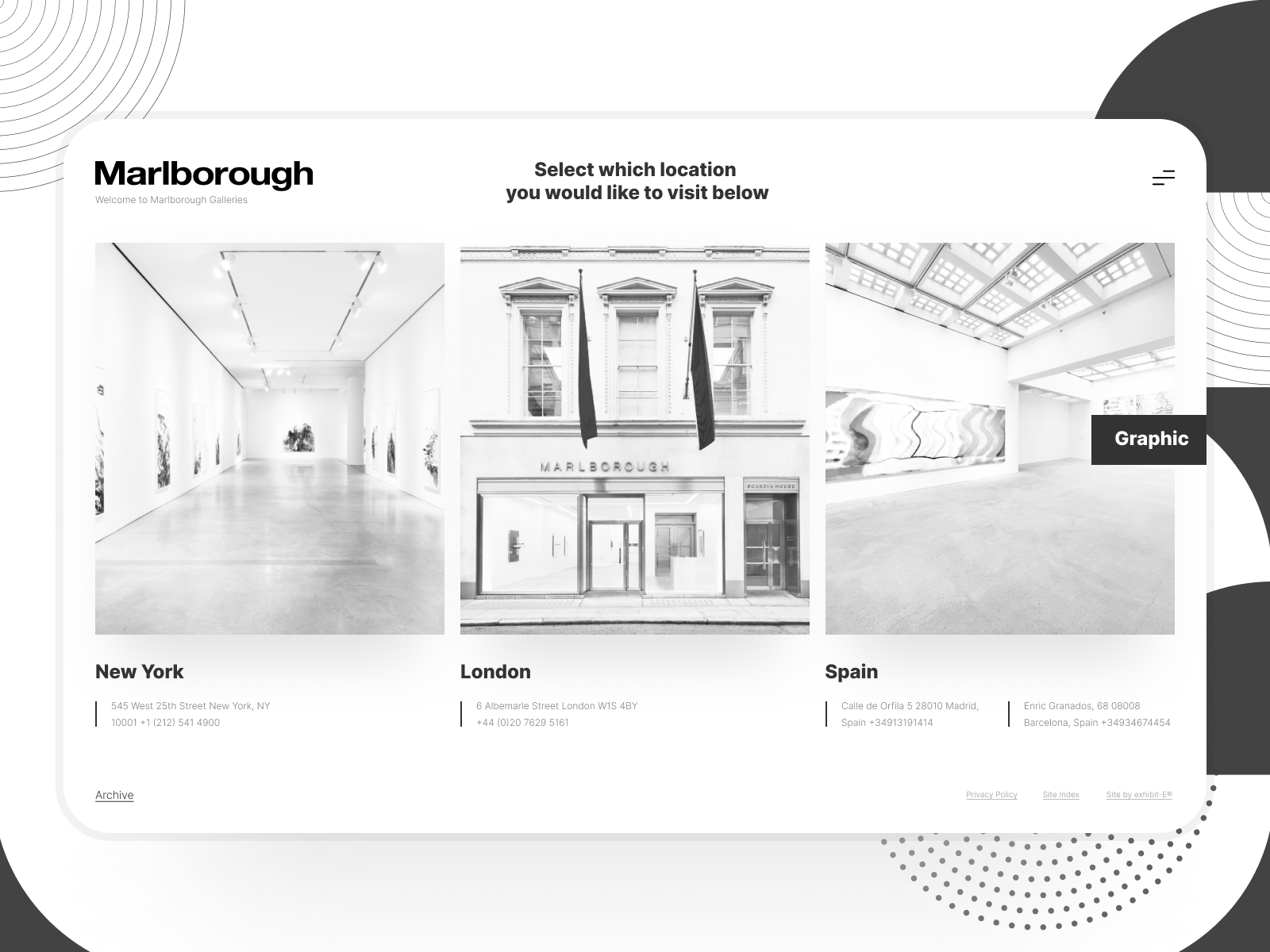 Home page for a Gallery animation gallery ui ux web web design