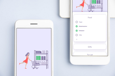 Shop List App app illustration minimal mobile purple shop shopping ui ux vector