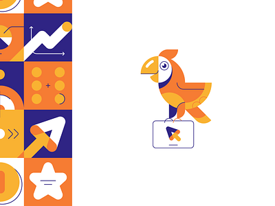 Trusty Parrot arrow brand branding case design font identity illustration lead letter logo logotype money parrot schedule star trust