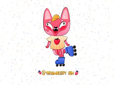 Strawberry fox branding bright color character design childrens book design digital illustration illustration illustrator package design procreate product design raster