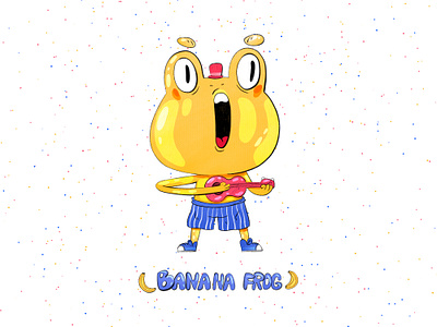 Banana frog branding bright color character design childrens book design digital illustration illustration illustrator package design product design