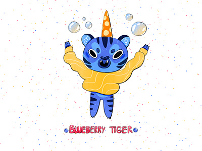 Blueberry tiger bright color character design childrens book design digital illustration illustration illustration art illustrator package design procreate product design raster