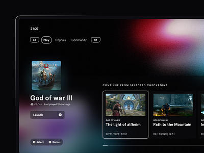 Game details view gaming productdesign tv ui ux