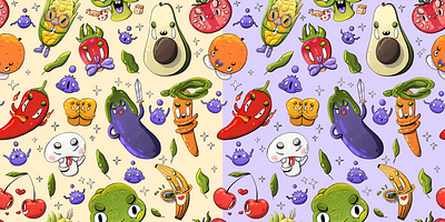 Character and pattern design "Crazy vegetables" bright color childrens book design illustration illustration art illustrator pattern design procreate vegetables vegeterian