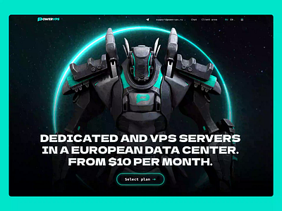 Hosting company landing page design. 3d clean dark design hosting hosting company hosting service illustraion landing landing page minimal neon robots site web webdesign website
