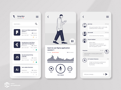 User Interface - Voice Social Media App app app design clubhouse dailyui interaction design mobile app mobile app design mobile design mobile ui socialmedia ui ui ux ui design uidesign uiux user experience user interface user interface design userinterface ux