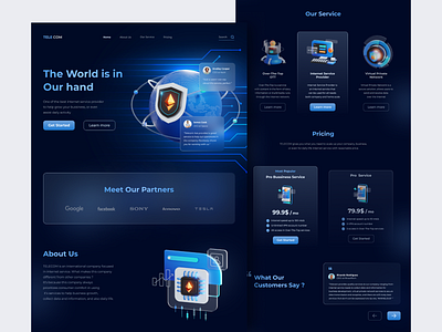 TELECOM Internet Service Web Concept 3d clean design dark design glassmorphism internet service provider landing page ui ux web design website