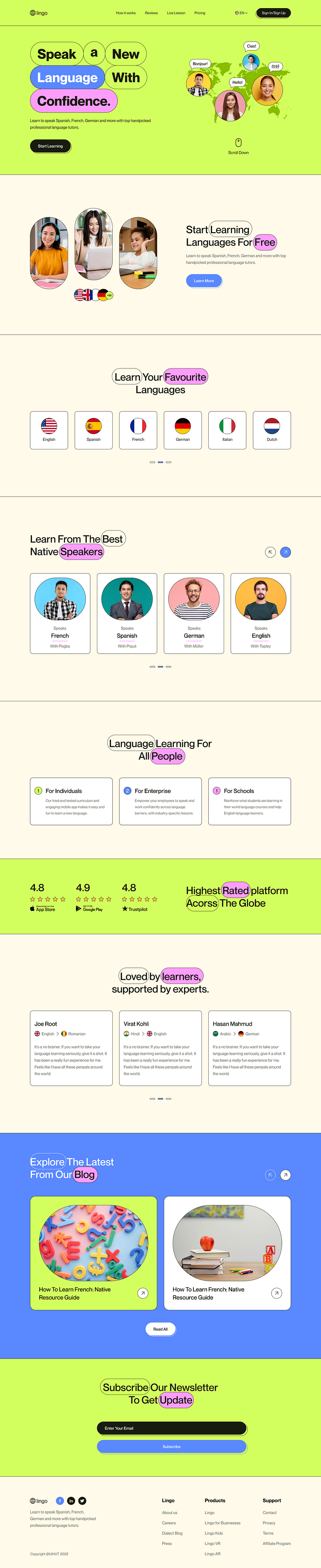 Language Learning Website by Sajib Rahman for UIHUT - UI UX Design ...