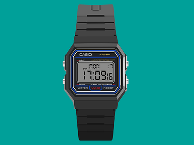 Casio F91W-1 Watch (Recreated in Adobe Illustrator) adobe illustrator art casio casio f91w 1 casio watch design digital drawing f91w 1 graphic graphic design illustration illustrator watch