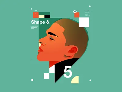 Five abstract composition design grid illustration laconic layout lines man man portrait minimal pattern portrait illustration portraits poster shapes