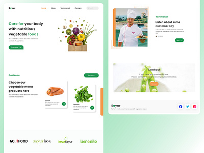 Sayur Landing Page clean drink food food app foodie landingpage restaurant uiux vegetable vegetable store vegetables vegetarian vegetation webdesign