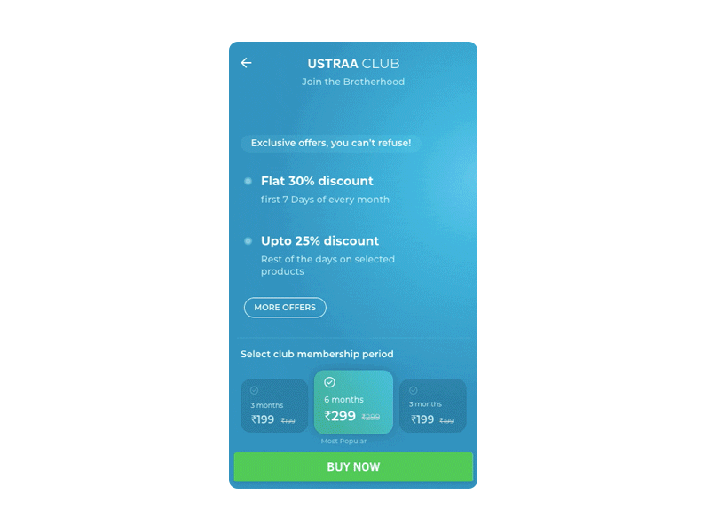 Ustraa Club ecommerce mobile prototype ui ux