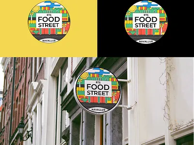 Food Street Identity branding doodle flat illustration logo