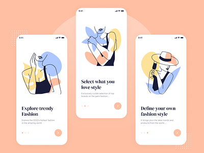 Fashion App Onboarding design fashion fashion app fashion illustration illustration ios minimal mobile mobile app design onboarding onboarding illustration onboarding screen onboarding ui splash typography ui uiux ux