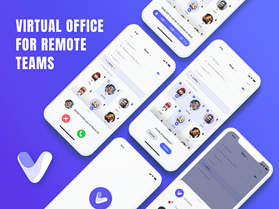 Virtual Office Mobile App Design app communication concept design flat graphic logo minimal mockup presentation prototyping screen sketch typography ui ux vector visual web
