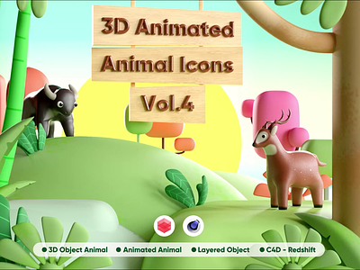 3D Animated Animals Vol. 4 3d animation branding design icon icons illustration motion graphics ui