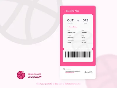 Dribble Invitation - Giveaway dribbble dribbleinvite figmadesign invitation onboarding ui