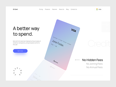 Q-Card Credit Card Landing Page branding clean credit card design dribbble dribbble best shot fintech glass landing page minimal product typography ui uidesign uiux ux uxdesign web webdesign website