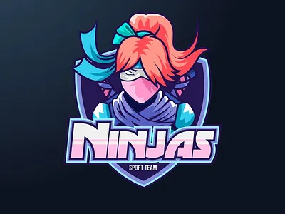 Mascot logo ninjas design girl illustrator logo mascot logo ninja vector