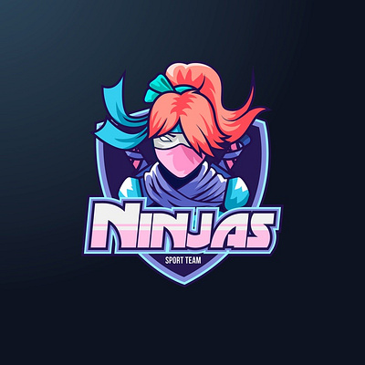 Mascot logo ninjas design girl illustrator logo mascot logo ninja vector